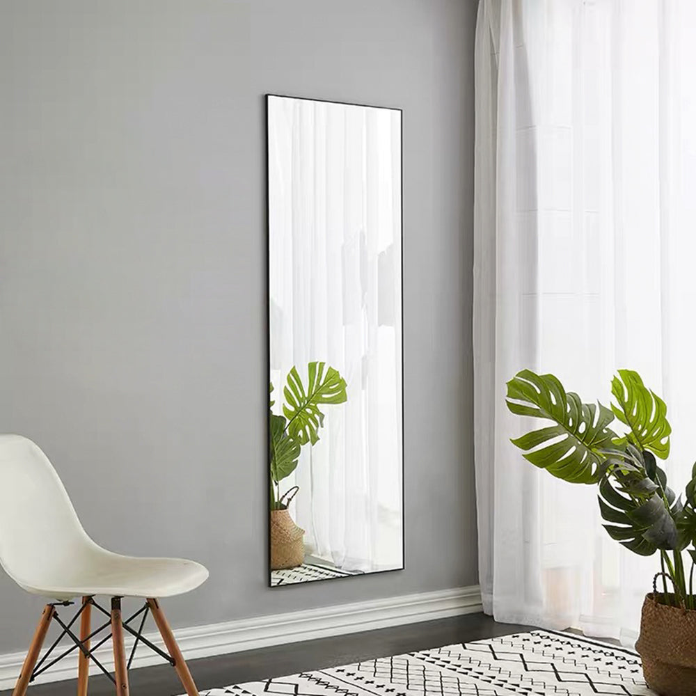 Elegant Full-Length Mirror with Stand – Black Metal Frame