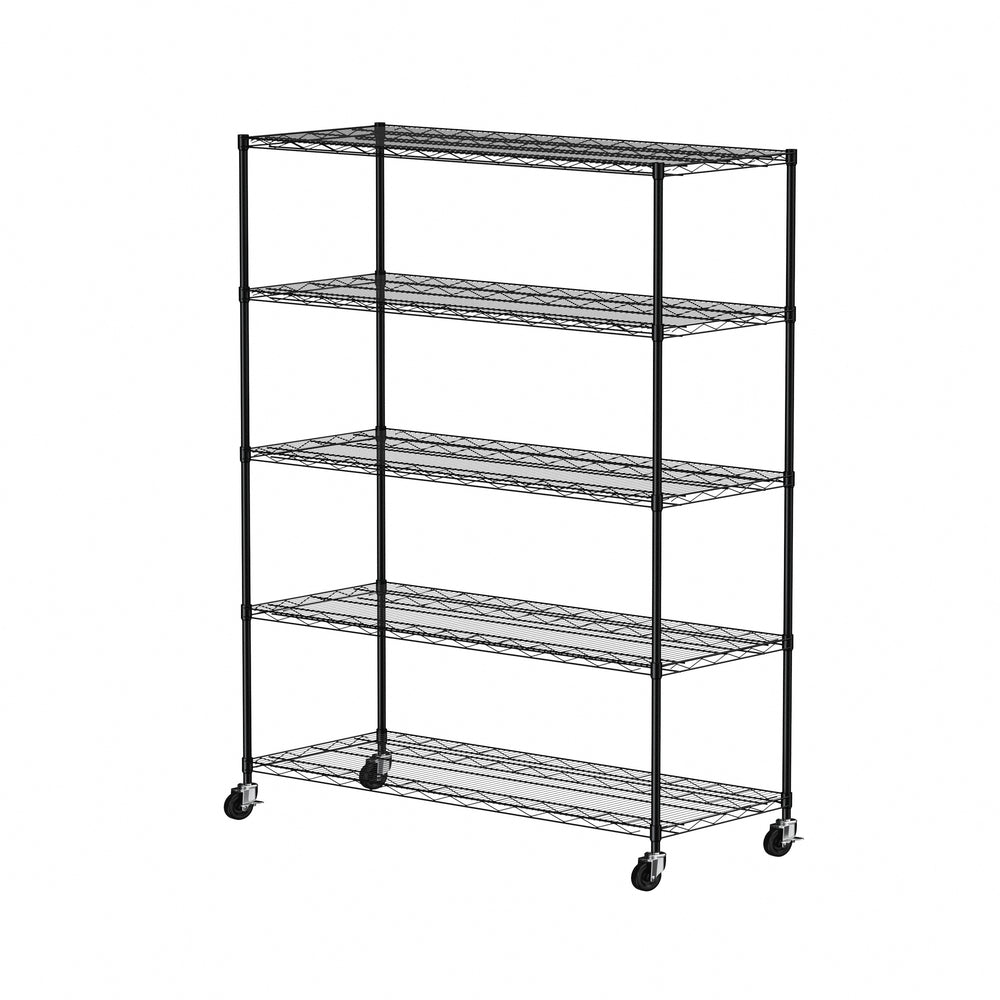 Sturdy Rolling Shelves - Heavy-Duty 5-Layer Organizer with Adjustable Feet