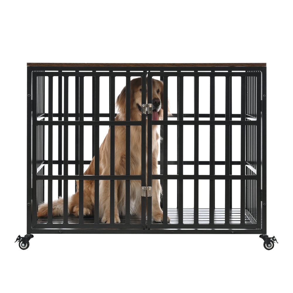 Stylish Heavy Duty Dog Crate with Wheels