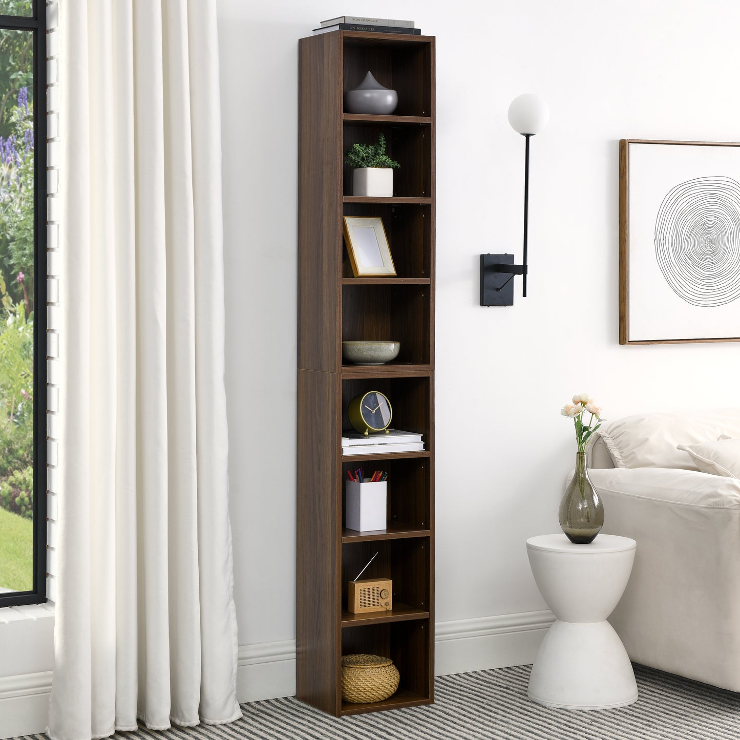 Stylish Media Tower with Adjustable Shelves