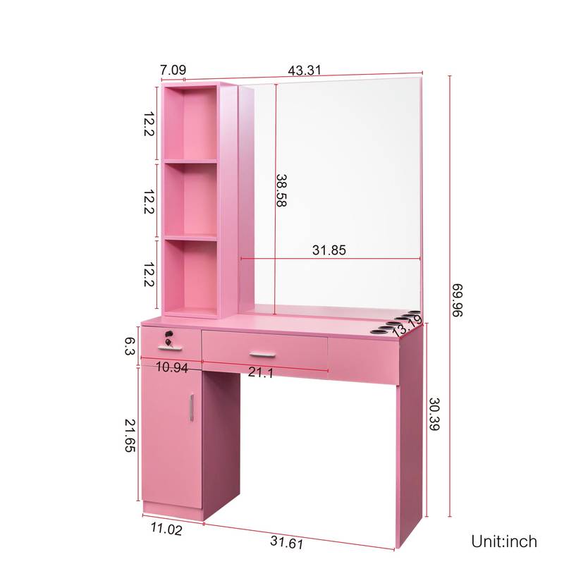 Chic Salon Station with Mirror