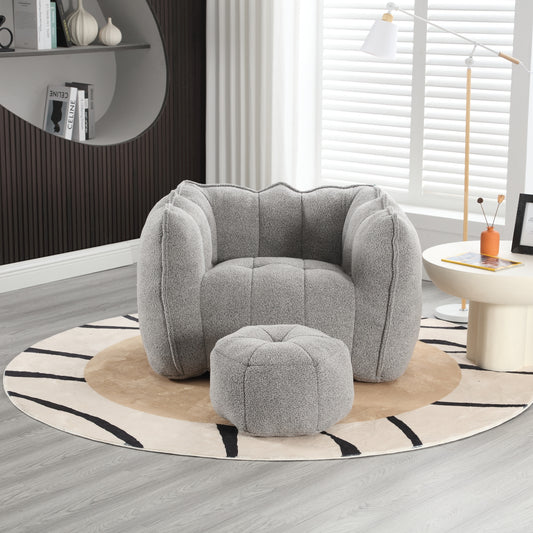 Cozy Square Bean Bag Lounge Chair with Footstool