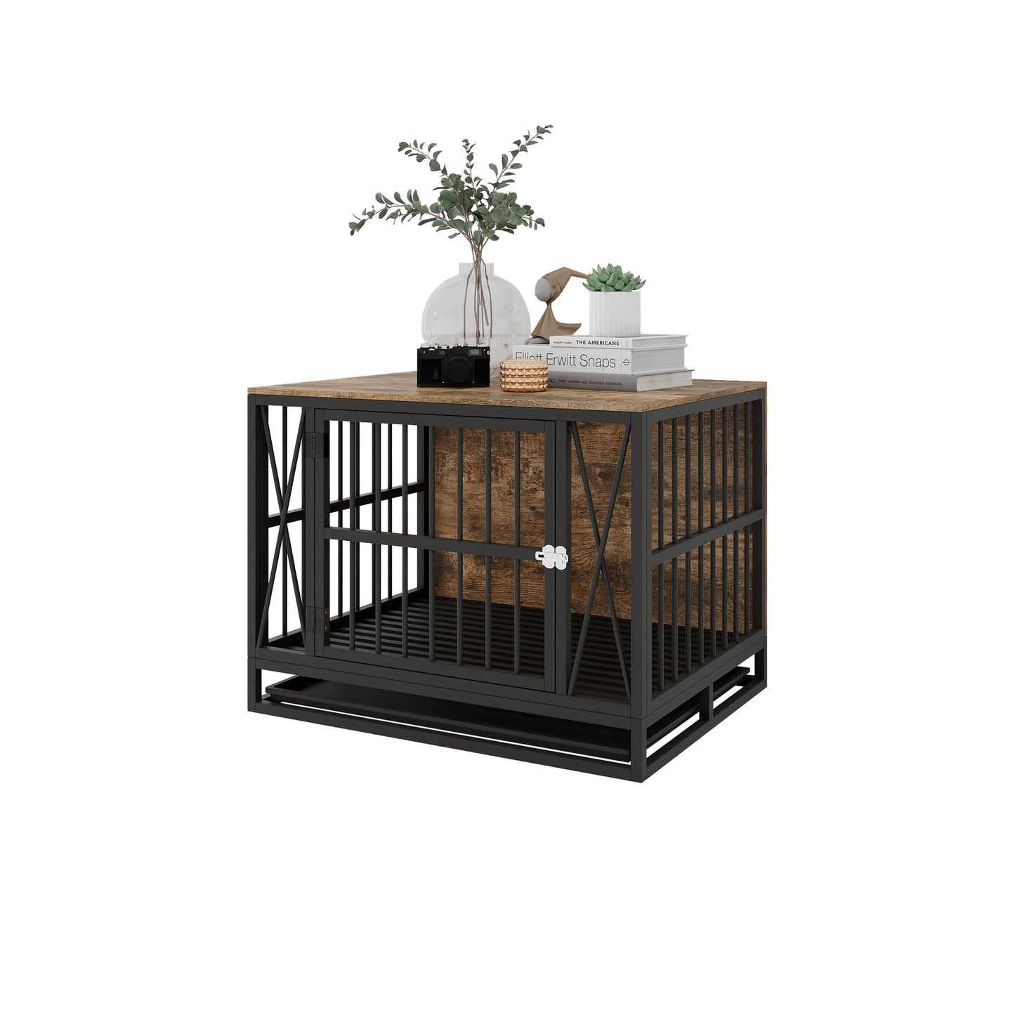 Rustic Dog Crate End Table