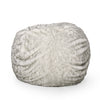 Chic Faux Fur Rounded Bean Bag in White & Gray