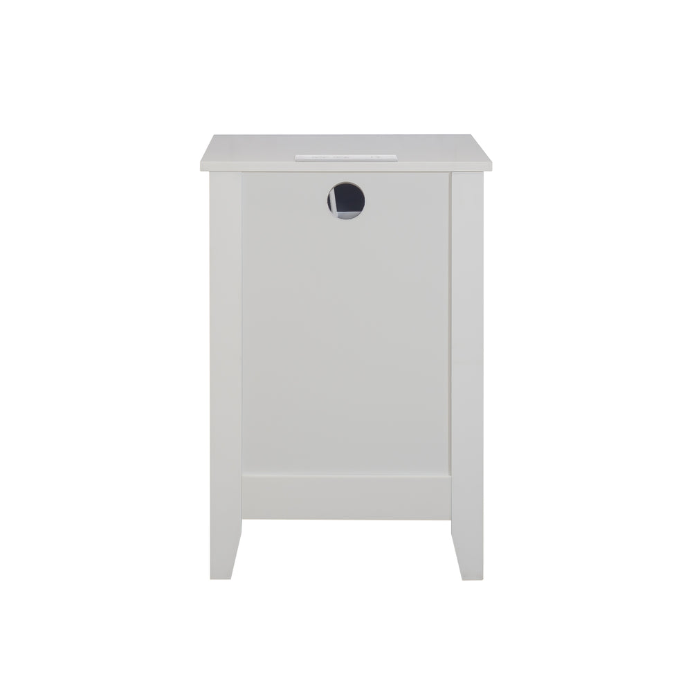 Chic White Nightstands with Charging Hub