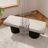 Cozy Grey Boucle Bench with Bold Black Legs