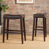 Chic Dark Brown Saddle Counter Stools with Nailhead Detail (Set of 2)