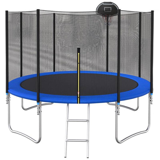 Jump & Score Trampoline Safety Net with Basketball Hoop