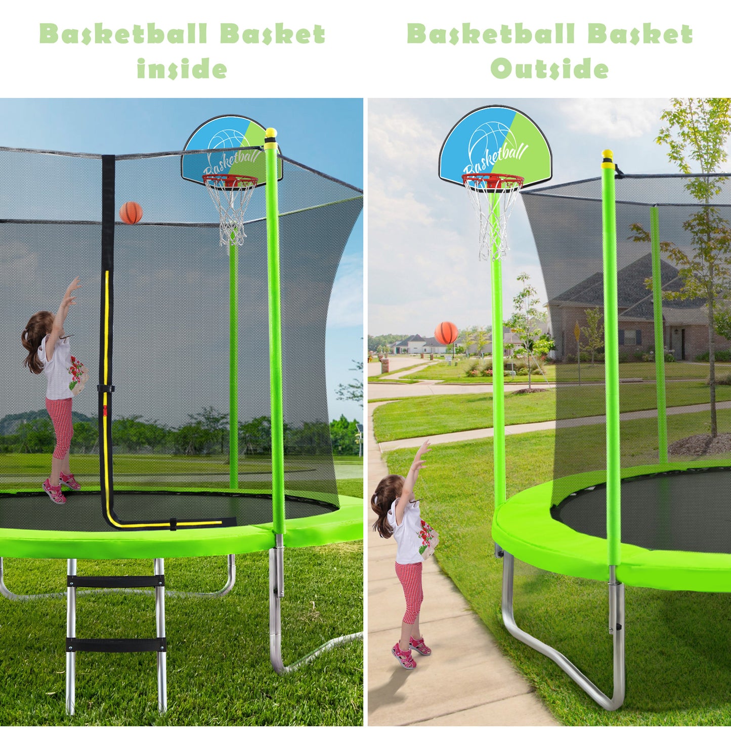 Jump & Play Trampoline with Safety Net, Hoop & Ladder