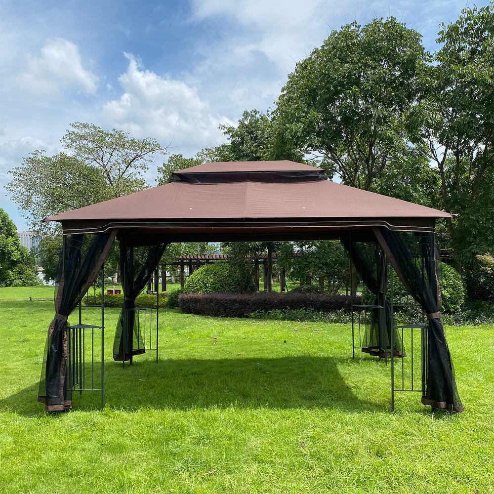 Cozy Garden Gazebo with Ventilated Roof & Mosquito Net