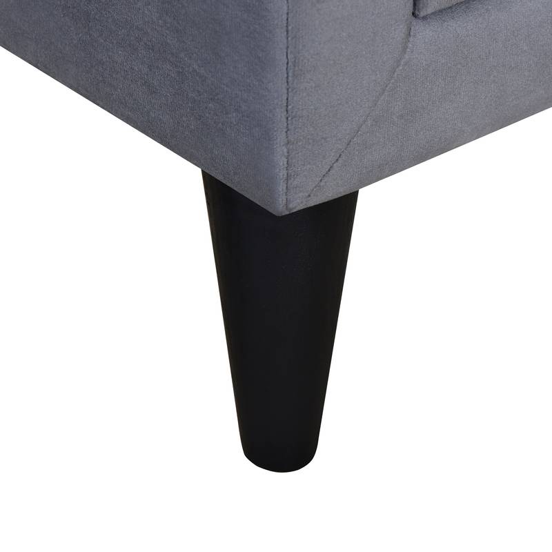 Velvet Gray Nightstand with Drawers