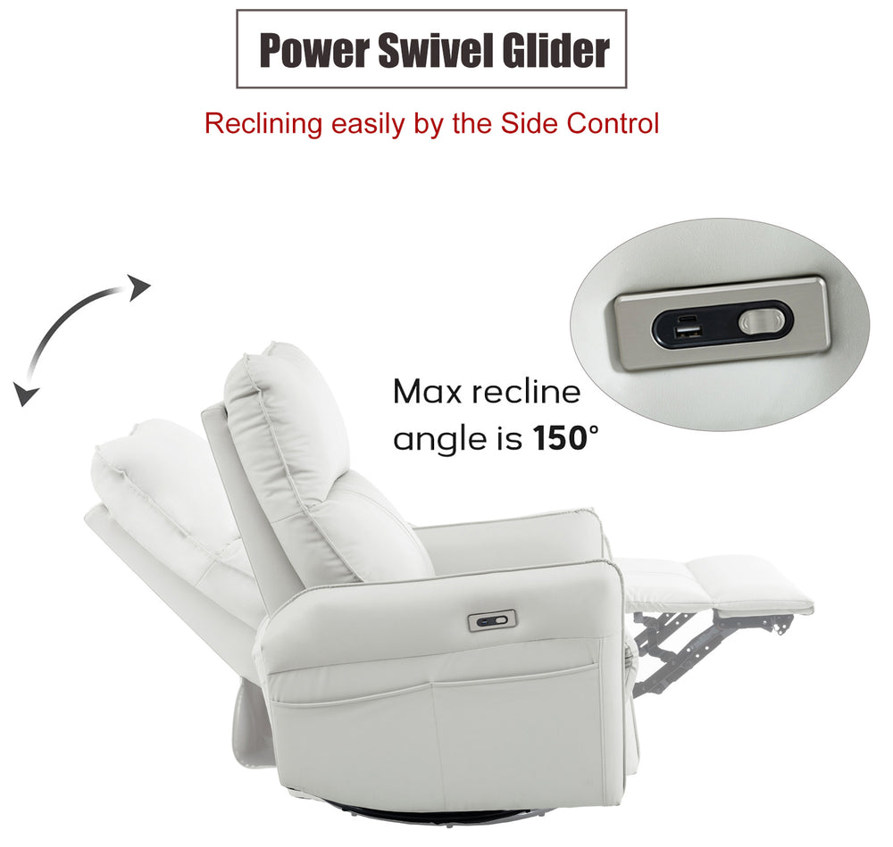 Cozy Power Swivel Rocker Recliner with USB Ports