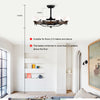 Sleek Matte Black Chandelier Fan with Remote Control