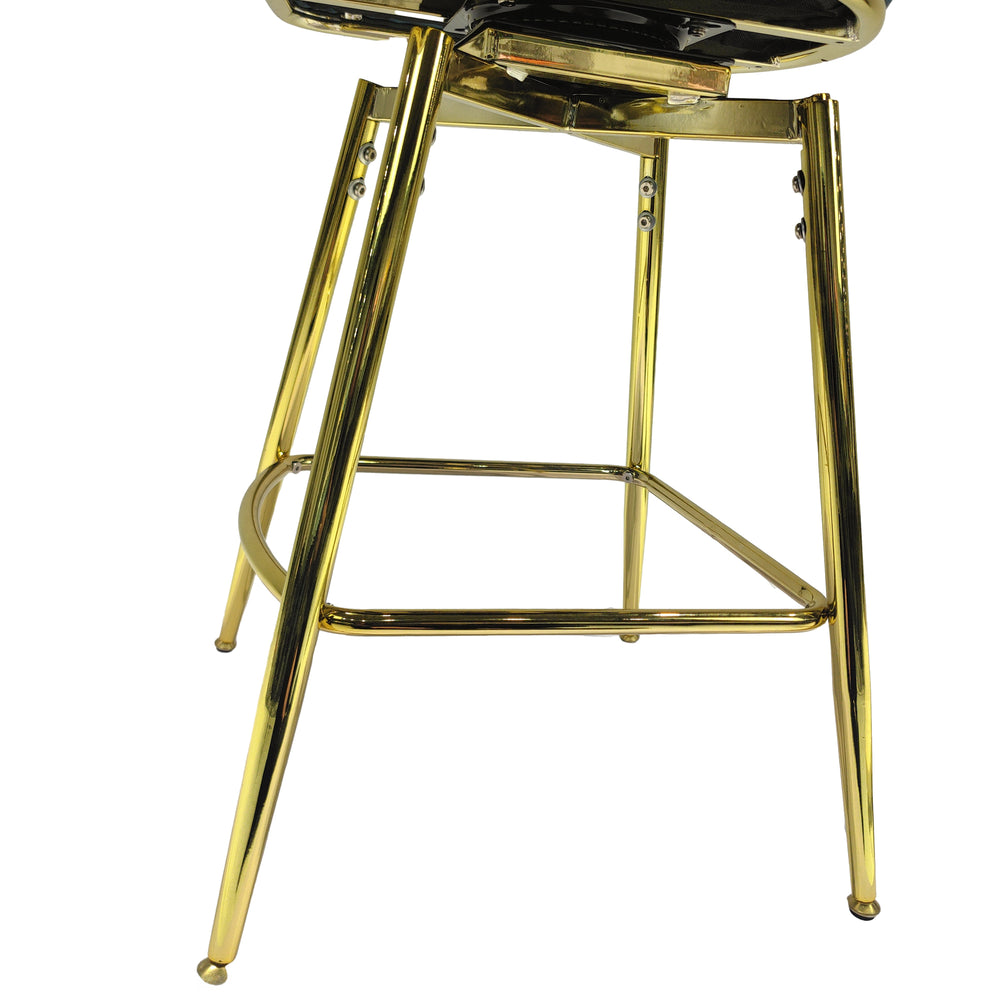 Chic Blue Swivel Bar Stools with Golden Legs - Set of Two