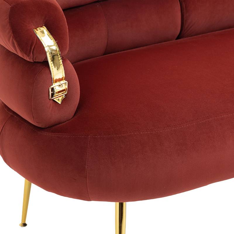 Chic Curved Loveseat in Wine Red