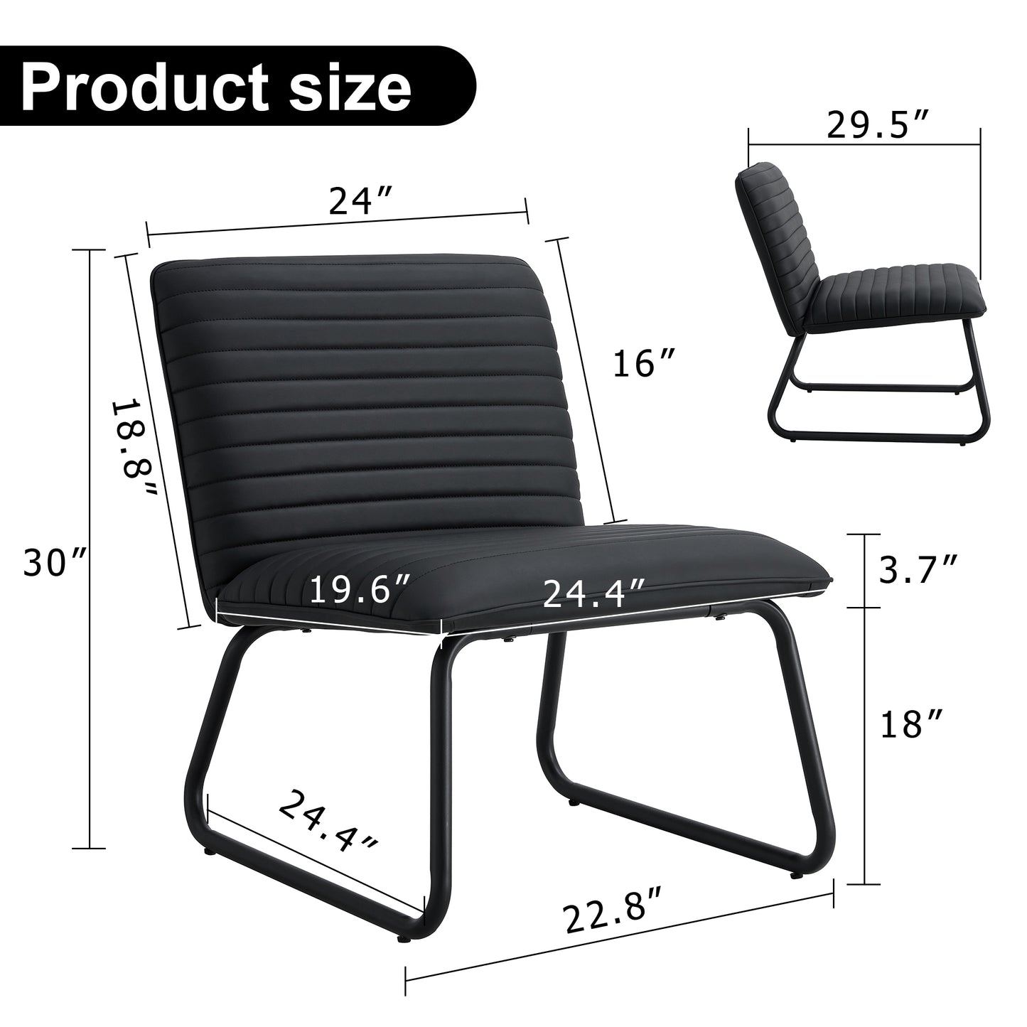 Sleek Black Armless Sofa Chair