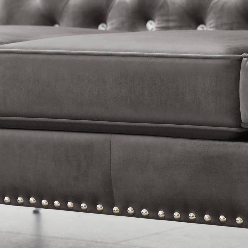 Glam Velvet Sofa with Jeweled Accents
