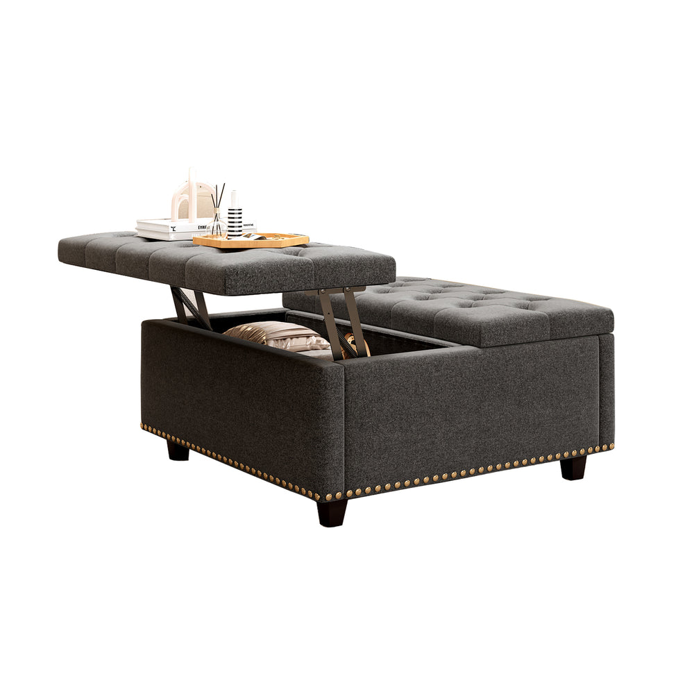 Sleek Storage Ottoman with Chic Nailhead Design