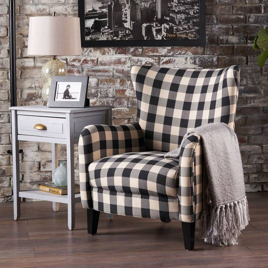 Chic Checkerboard Fabric Club Chair