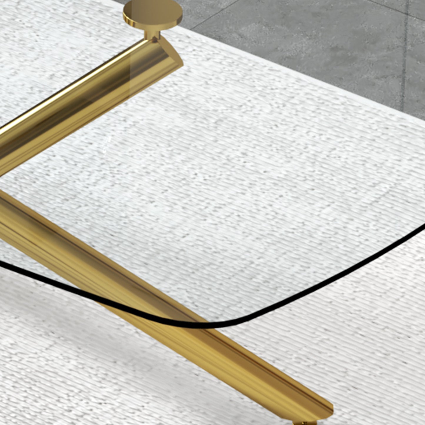 Sleek Glass Dining Table with Golden Touch