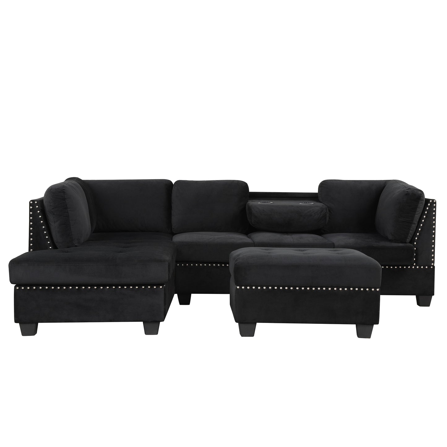 Chic Reversible Sectional Sofa with Storage Ottoman