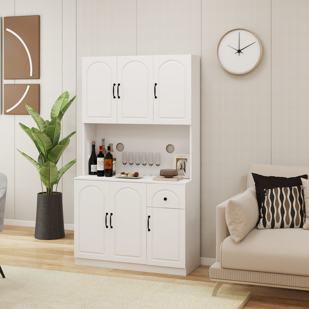 Charming White Kitchen Pantry with Countertop & Adjustable Shelves