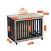 Chic Pet Crate Table with Feeding Station and Wheels