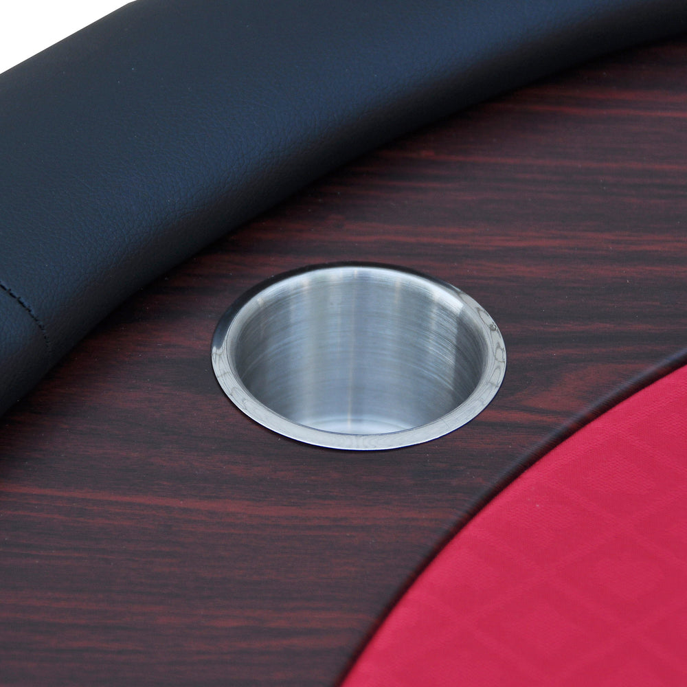 Ultimate Texas Hold'em Poker Table with Red Racetrack Design