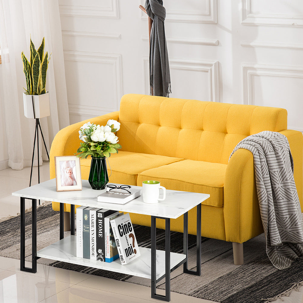 Sleek Marble & Iron Coffee Table