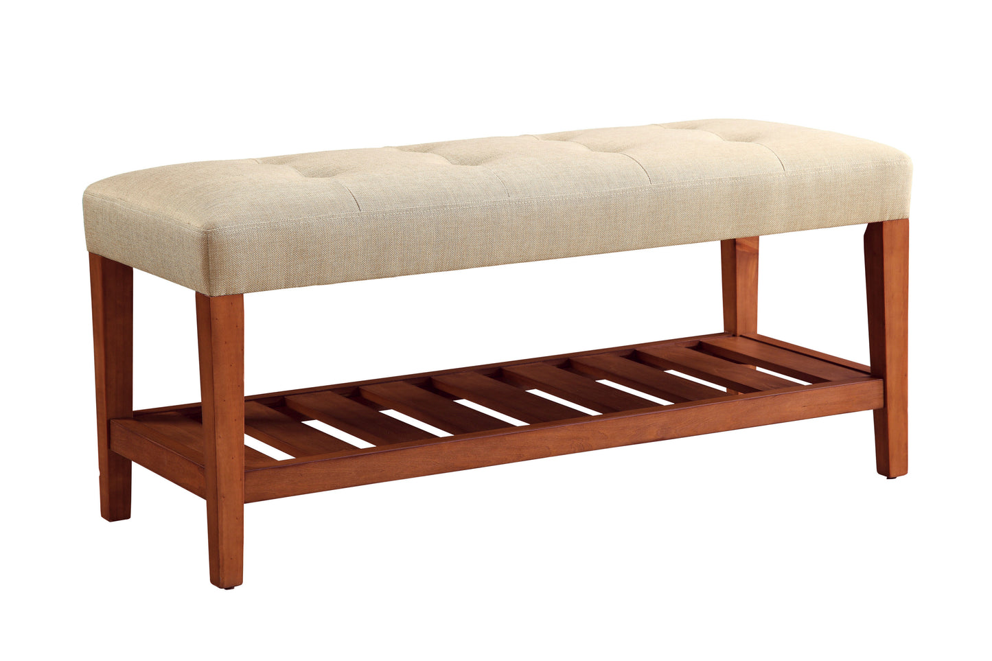 Beige and Oak Charla Bench