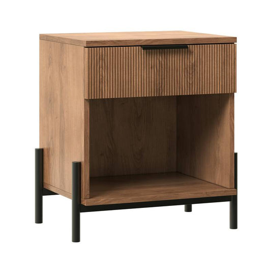 Mocha Fluted Nightstand with Open Cubby
