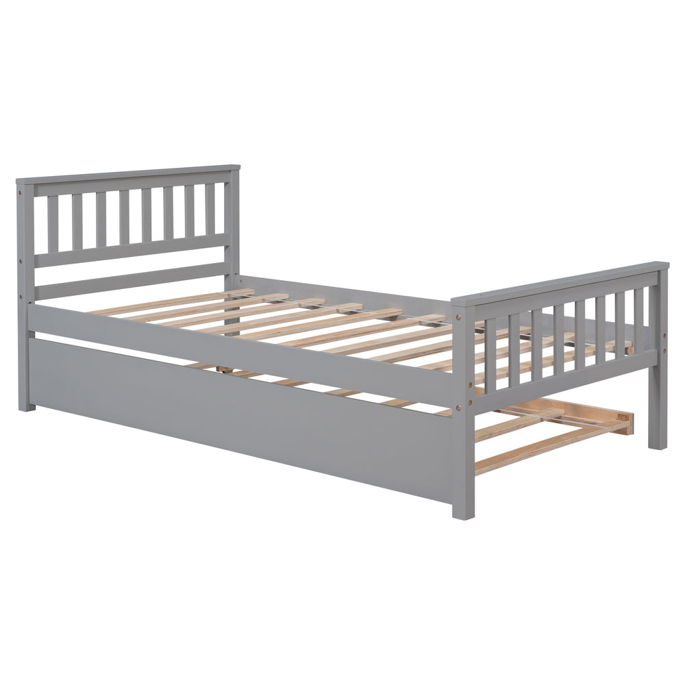 Cozy Grey Twin Bed with Trundle