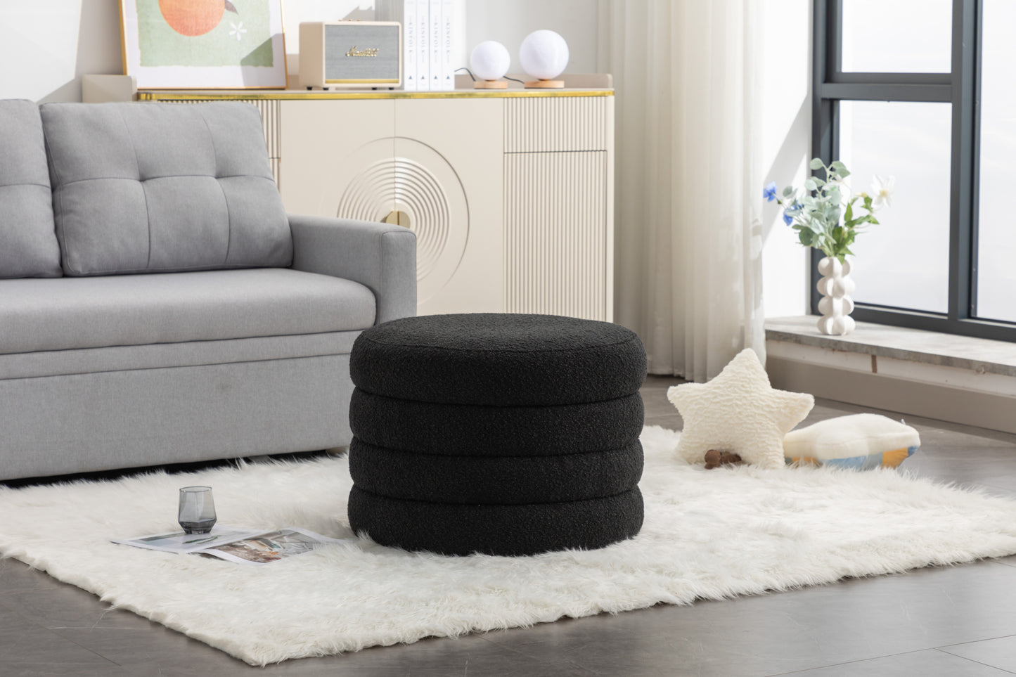 Stylish Black Storage Ottoman