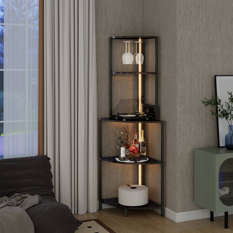 Illuminate Corner Shelf with USB & Glass Holder