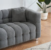 Cozy Grey Teddy Fleece Sofa with Throw Pillows