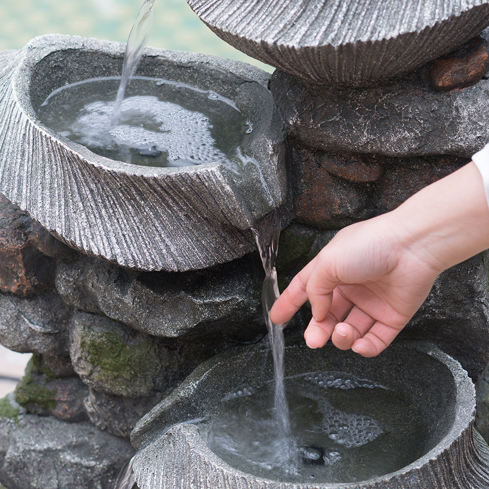 Serene Stone Cascade Fountain with LED Lights