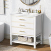 Navy Blue & White Chic Bathroom Vanity with Open Storage