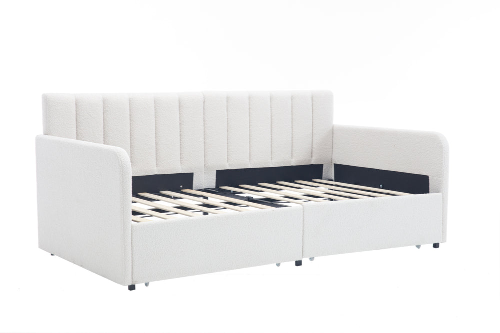 Ivory Boucle Flora Daybed with Storage