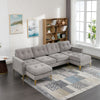 Cozy L-Shaped Sectional Sofa with Movable Ottoman - Light Grey