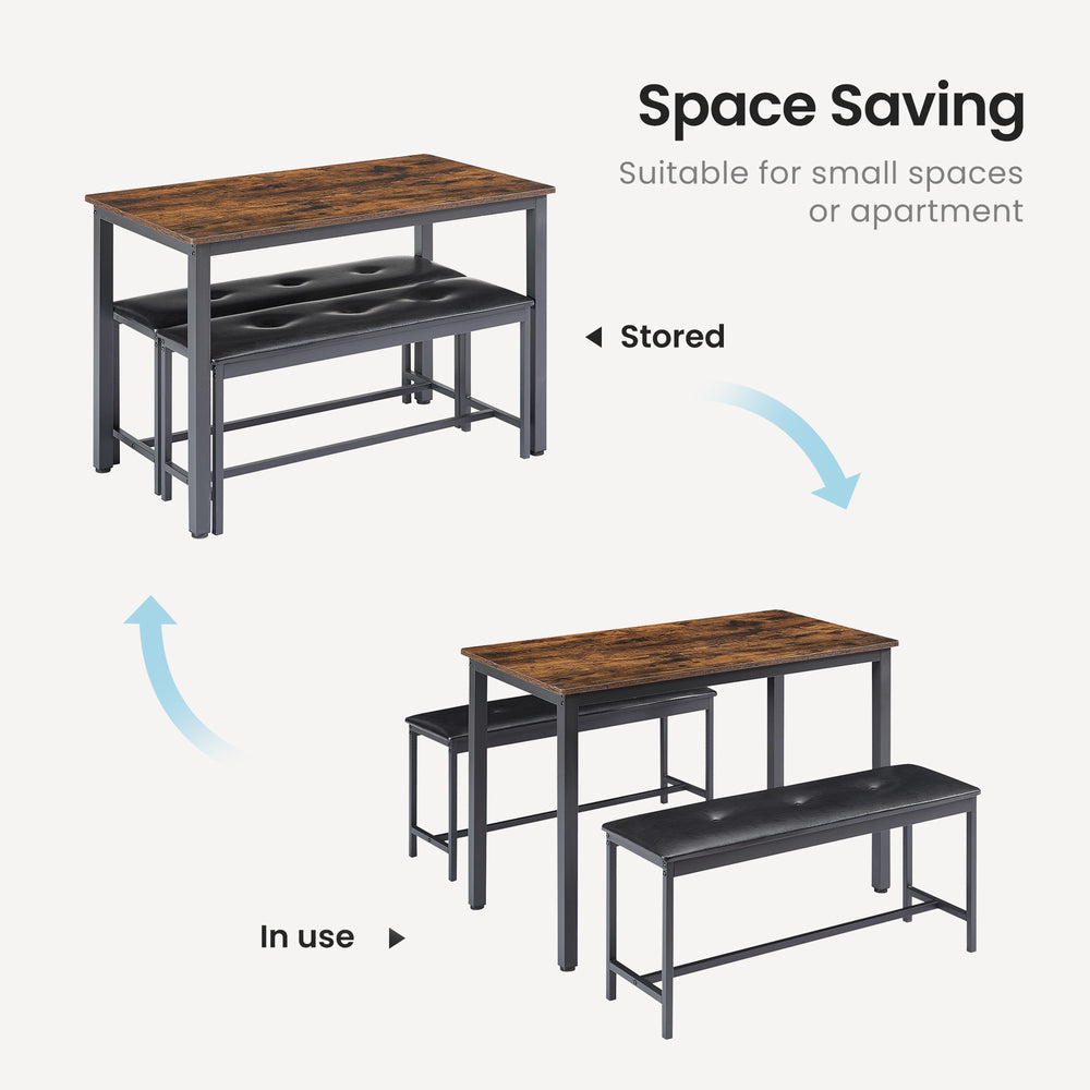 Rustic Charm Dining Set with Benches