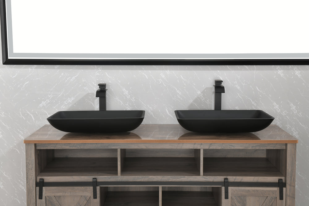 Sleek Black Vessel Sink Set