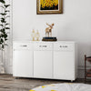 Chic White Three-Door Side Table