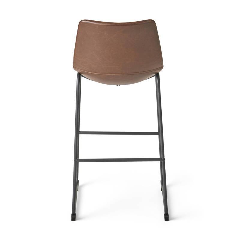 Chic Vintage Brown Faux Leather Barstools - Set of Two