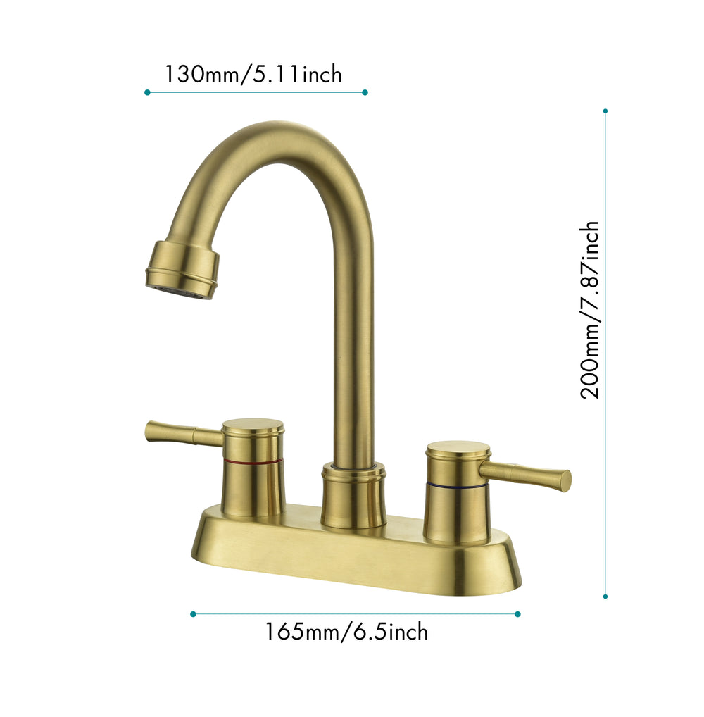 Chic Brushed Gold Dual-Handle Bathroom Faucet with Swivel Spout and Drain