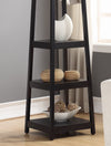 Sleek Black Coat Rack with Storage Shelves