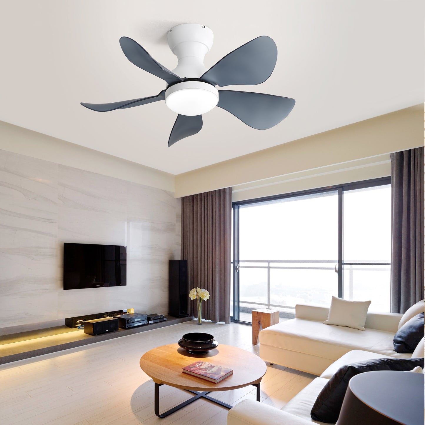 Cozy Glow Flush-Mount Ceiling Fan