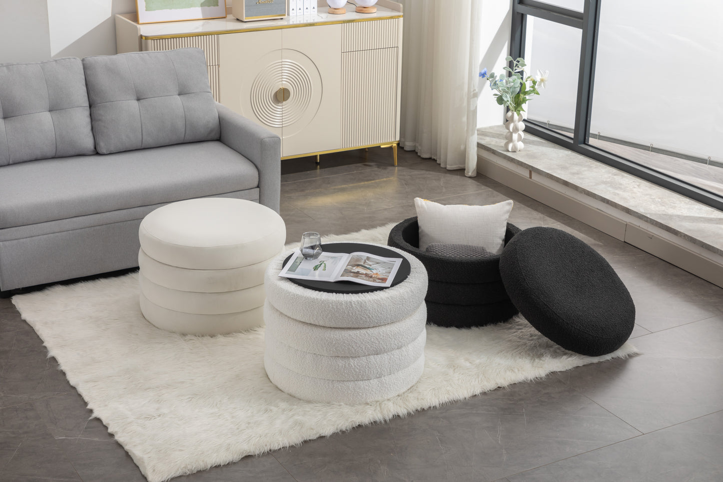 Stylish Black Storage Ottoman