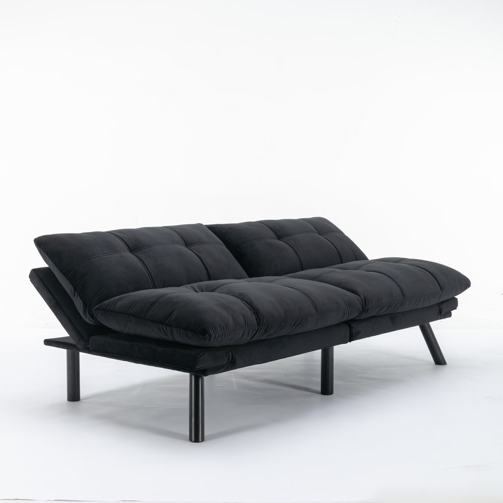 Sleek Black Convertible Sofa Bed