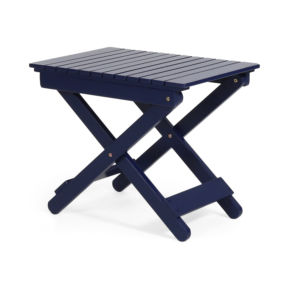 Navy Blue Folding Wooden Side Table