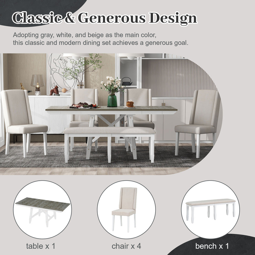 Versatile Dining Set with Extendable Table and Cozy Seating